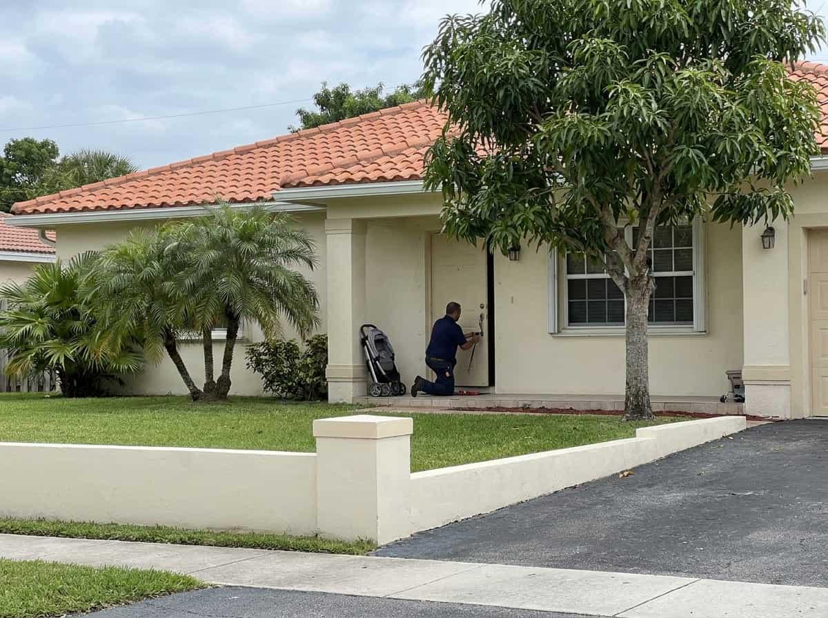 Door hardware replacement at a family home in Haverhill, FL