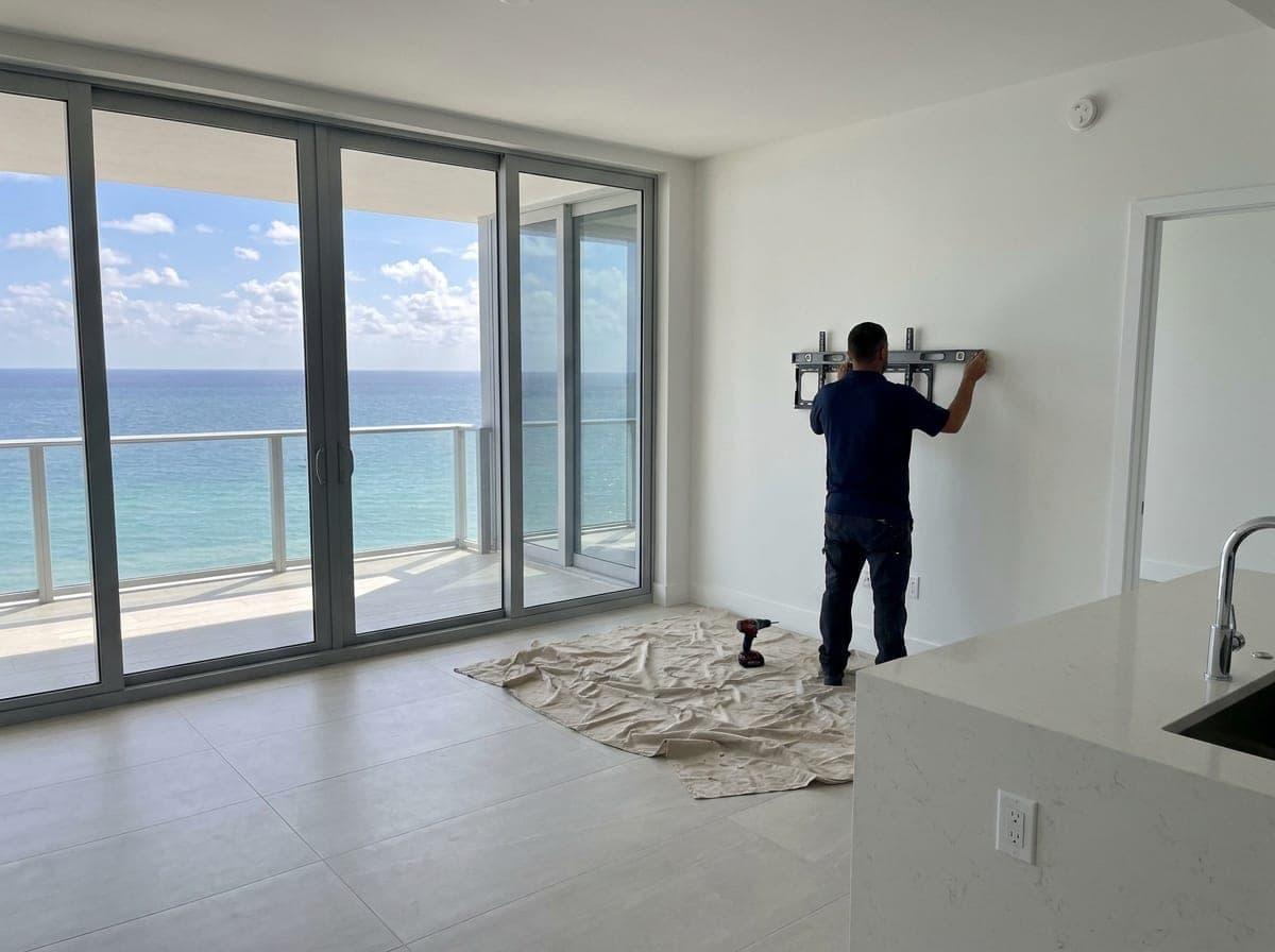 Mounting a TV in an oceanfront condo in Riviera Beach, FL