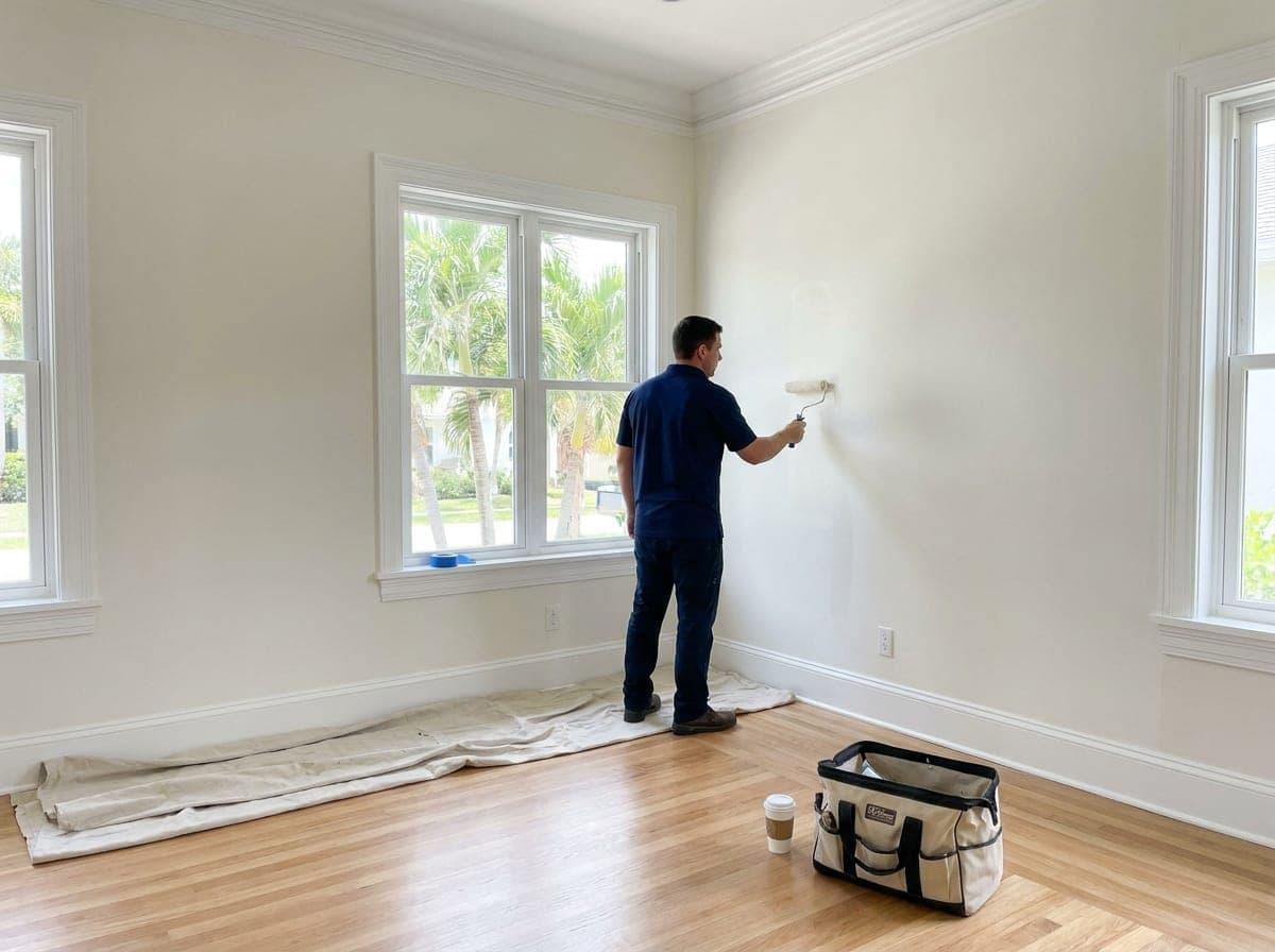 Interior painting in a restored 1920s home in West Palm Beach, FL