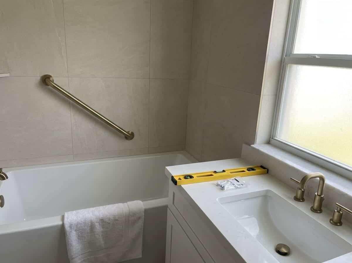 Grab bar and safety work in a home bathroom in Palm Beach County, FL