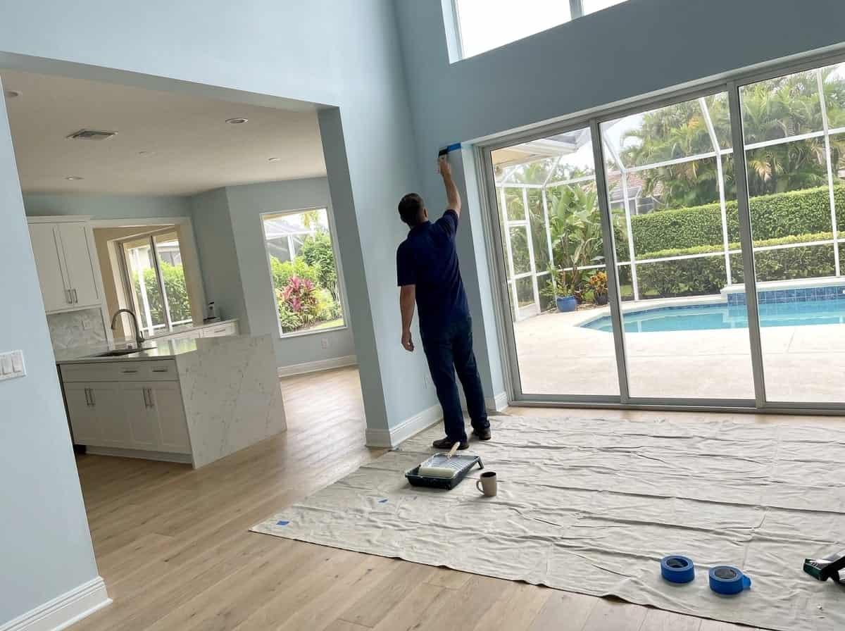 Interior wall painting in a home in Palm Beach County, FL