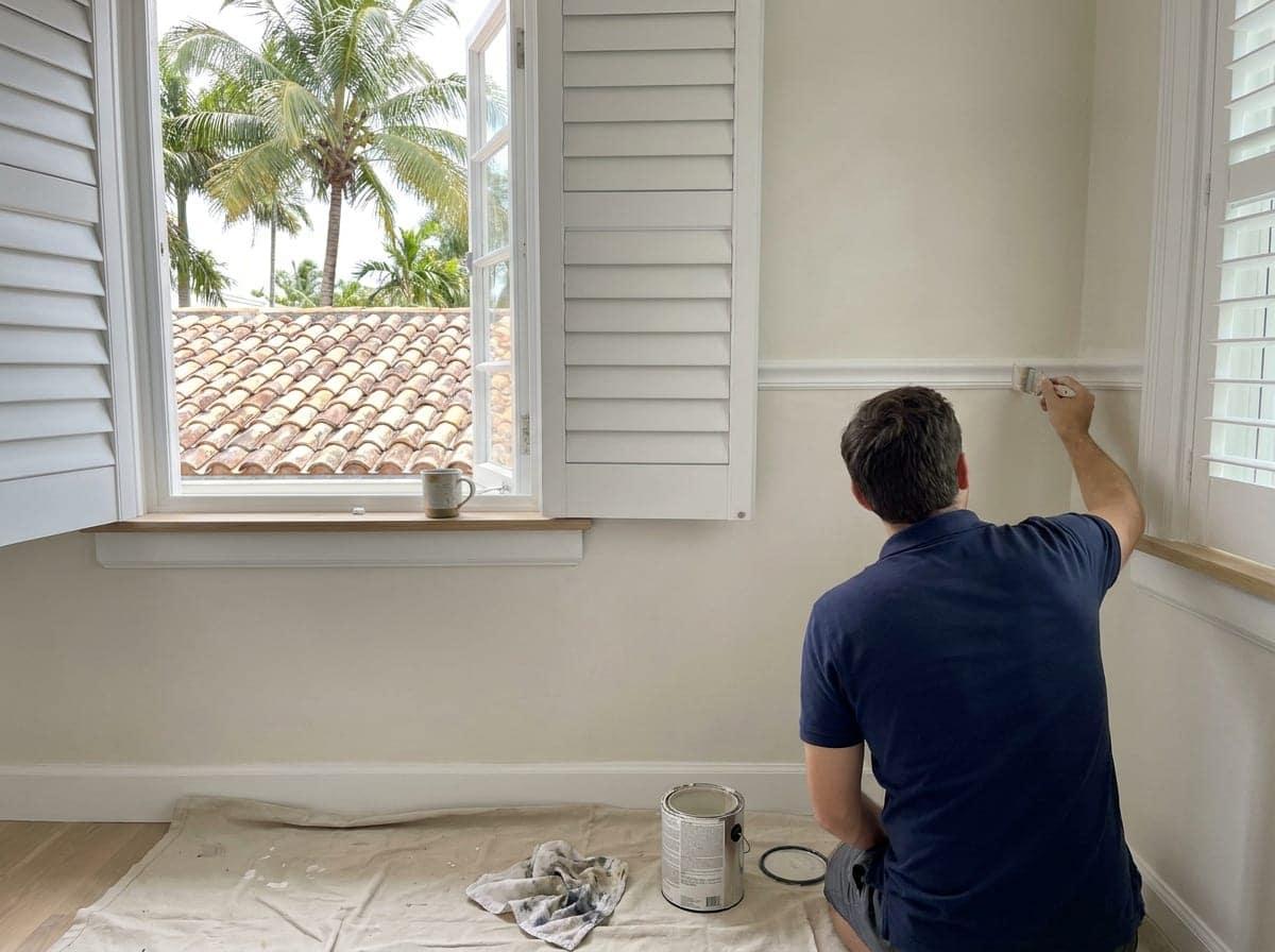 Interior painting in a restored 1920s cottage in Delray Beach, FL