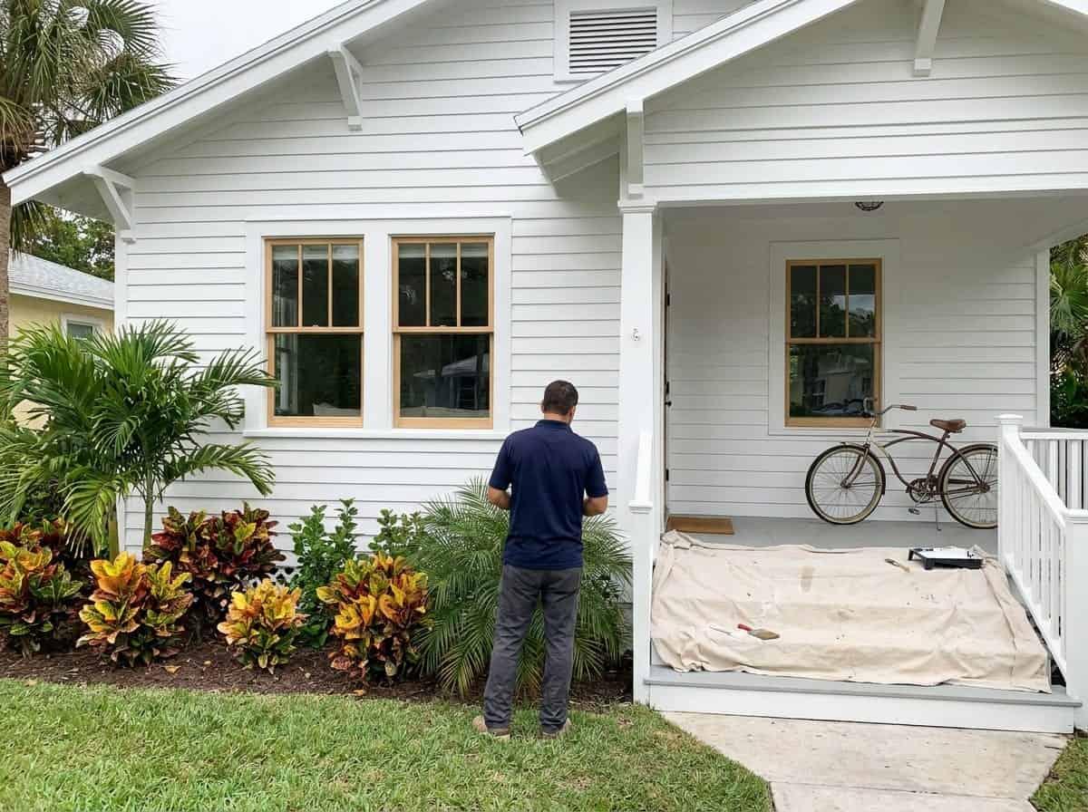 Trim work on a restored 1920s cottage in Lake Worth Beach, FL