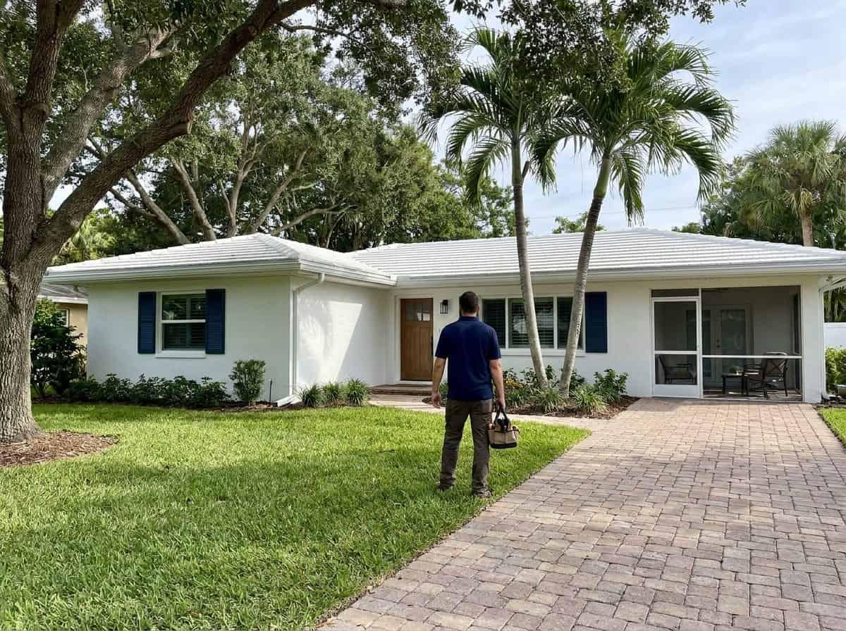 Front door lock service at a updated home in Tequesta, FL